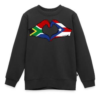 Afrique du Sud Porto Rico Mains Forme de Coeur - Sweat Premium enfant bio - noir - Devant - AI Model Kid Female (0cm)