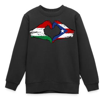 Ungarn Puerto Rico Hände Herzform used - Kinder Premium Organic Sweatshirt - Schwarz - Vorne - AI Model Kid Female (0cm)