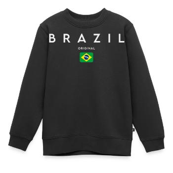Drapeau brésilien, fierté brésilienne - Sweat Premium enfant bio - noir - Devant - AI Model Kid Female (0cm)