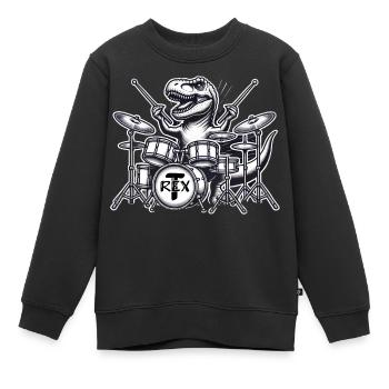 Dinosaures T-Rex pour les enfants qui aiment la musique - Sweat Premium enfant bio - noir - Devant - AI Model Kid Female (0cm)