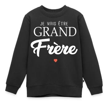 futur grand frère annonce bébé grossesse - Sweat Premium enfant bio - noir - Devant - AI Model Kid Female (0cm)