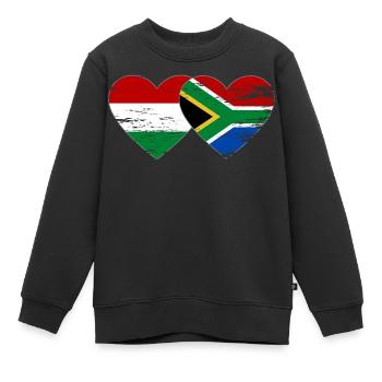 Hongrie Afrique du Sud Drapeau Mains Coeur Forme Utilisé - Sweat Premium enfant bio - noir - Devant - AI Model Kid Female (0cm)