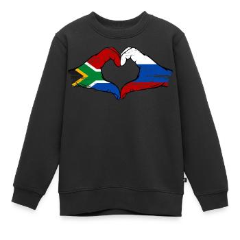 Afrique du Sud Russie Drapeau Mains Coeur Forme Utilisé - Sweat Premium enfant bio - noir - Devant - AI Model Kid Female (0cm)