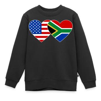 États-Unis, Afrique du Sud, drapeau, forme de coeur - Sweat Premium enfant bio - noir - Devant - AI Model Kid Female (0cm)