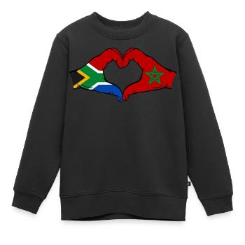 Afrique du Sud Maroc Drapeau Mains Coeur Forme - Sweat Premium enfant bio - noir - Devant - AI Model Kid Female (0cm)