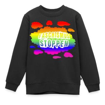 AfD stoppen gegen rechts Demokratie Vielfalt links - Kinder Premium Organic Sweatshirt - Schwarz - Vorne - AI Model Kid Female (0cm)