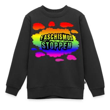 AfD stoppen gegen rechts Demokratie Vielfalt links - Kinder Premium Organic Sweatshirt - Schwarz - Vorne - AI Model Kid Female (0cm)