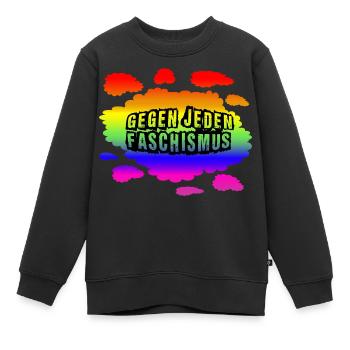 AfD stoppen gegen rechts Demokratie Vielfalt links - Kinder Premium Organic Sweatshirt - Schwarz - Vorne - AI Model Kid Female (0cm)