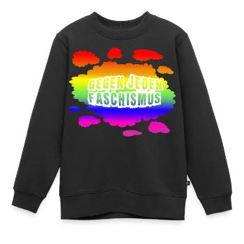 AfD stoppen gegen rechts Demokratie Vielfalt links - Kinder Premium Organic Sweatshirt - Schwarz - Vorne - AI Model Kid Female (0cm)