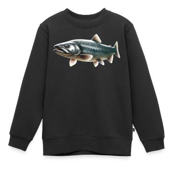 Lachs - Kinder Premium Organic Sweatshirt - Schwarz - Vorne - AI Model Kid Female (0cm)
