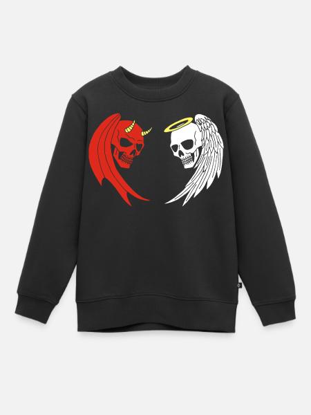 Squelette ange et démon - Sweat Premium enfant bio - noir