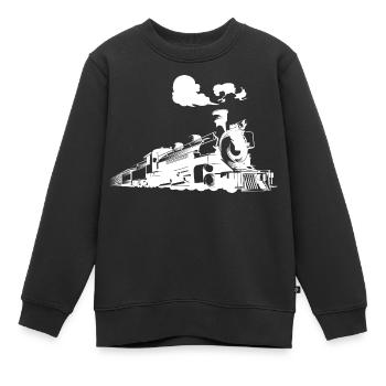 Locomotive à vapeur - Sweat Premium enfant bio - noir - Devant - AI Model Kid Female (0cm)