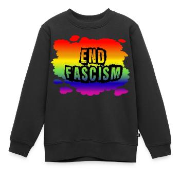 AfD stoppen gegen rechts Demokratie Vielfalt links - Kinder Premium Organic Sweatshirt - Schwarz - Vorne - AI Model Kid Female (0cm)