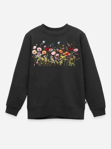 Prairie de fleurs sauvages – Fleurs d’aquarelle naturelles - Sweat Premium enfant bio - noir
