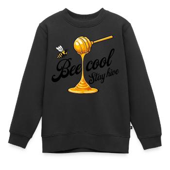 Bienen und Honig Motiv - Bee Cool Stay Hive - Kinder Premium Organic Sweatshirt - Schwarz - Vorne - AI Model Kid Female (0cm)