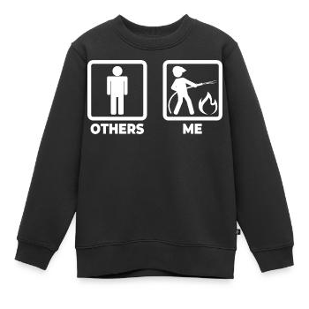 Figurine allumette de pompier - Sweat Premium enfant bio - noir - Devant - AI Model Kid Female (0cm)