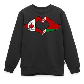 Canada Biélorussie drapeau mains forme de coeur utilisé - Sweat Premium enfant bio - noir - Devant - AI Model Kid Female (0cm)