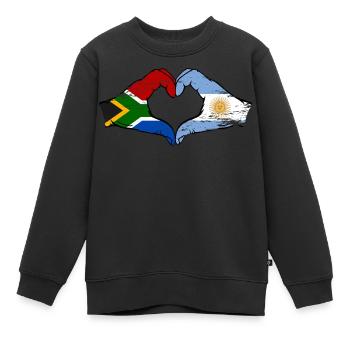 Afrique du Sud Argentine Drapeau Mains Coeur Utilisé - Sweat Premium enfant bio - noir - Devant - AI Model Kid Female (0cm)