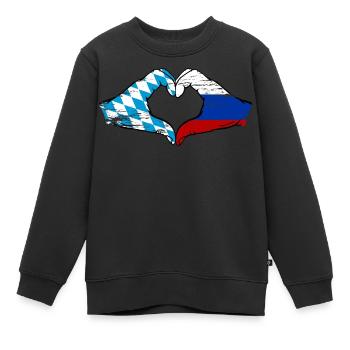 Bavière, Russie, Drapeau, Mains, Forme de coeur Utilisé - Sweat Premium enfant bio - noir - Devant - AI Model Kid Female (0cm)