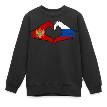 Monténégro Russie Drapeau Mains Coeur Forme Utilisé - Sweat Premium enfant bio - noir - Devant - AI Model Kid Female (0cm)