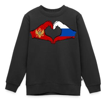 Montenegro Russland Flagge Hände Herzform - Kinder Premium Organic Sweatshirt - Schwarz - Vorne - AI Model Kid Female (0cm)