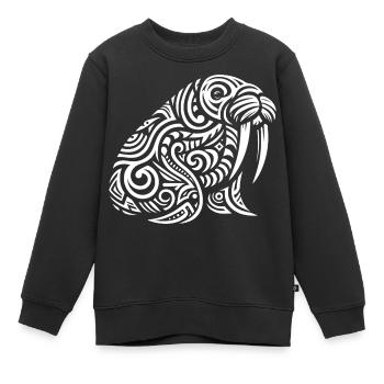 Morse tribal - Sweat Premium enfant bio - noir - Devant - AI Model Kid Female (0cm)