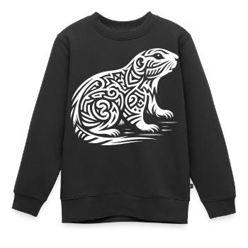 Chien de prairie tribal - Sweat Premium enfant bio - noir - Devant - AI Model Kid Female (0cm)