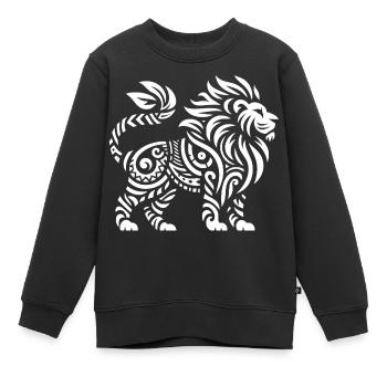 Lion tribal - Sweat Premium enfant bio - noir - Devant - AI Model Kid Female (0cm)