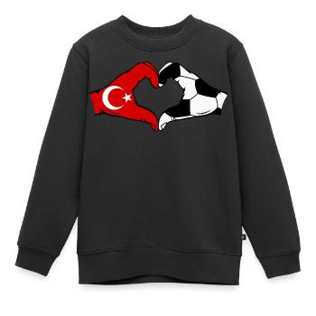 Tuerkei Fussball Flagge Haende Herzform - Kinder Premium Organic Sweatshirt - Schwarz - Vorne - AI Model Kid Female (0cm)
