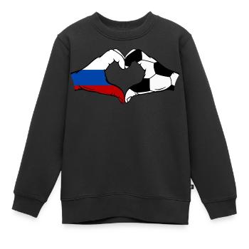 Russie Football Drapeau Mains Coeur Forme - Sweat Premium enfant bio - noir - Devant - AI Model Kid Female (0cm)
