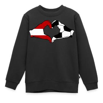 Österreich Fussball Flagge Hände Herzform - Kinder Premium Organic Sweatshirt - Schwarz - Vorne - AI Model Kid Female (0cm)
