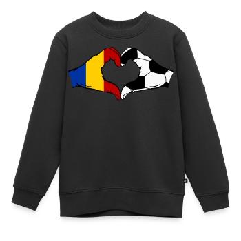 Rumänien Fussball Flagge Haende Herzform - Kinder Premium Organic Sweatshirt - Schwarz - Vorne - AI Model Kid Female (0cm)
