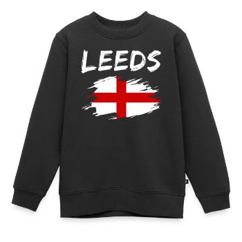 Leeds England - Kinder Premium Organic Sweatshirt - Schwarz - Vorne - AI Model Kid Female (0cm)