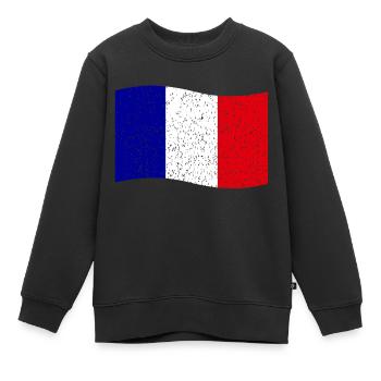 drapeau français vintage - Sweat Premium enfant bio - noir - Devant - AI Model Kid Female (0cm)