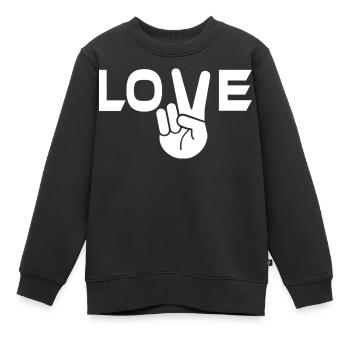 Signe de victoire de l’amour main - Sweat Premium enfant bio - noir - Devant - AI Model Kid Female (0cm)
