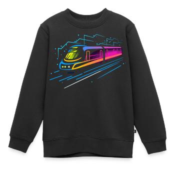 Train Cartoon Look - Sweat Premium enfant bio - noir - Devant - AI Model Kid Female (0cm)