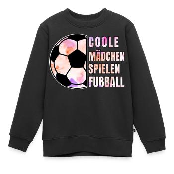 Coole Mädchen Spielen Fußball Fußballspielerinnen - Kinder Premium Organic Sweatshirt - Schwarz - Vorne - AI Model Kid Female (0cm)