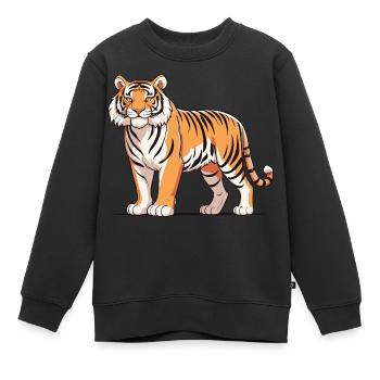 Tigre - Design animalier - Sweat Premium enfant bio - noir - Devant - AI Model Kid Female (0cm)
