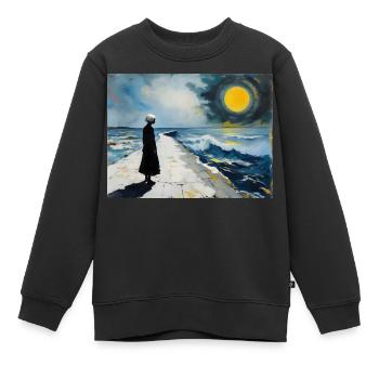 Sonnenpfad am Meer - Kinder Premium Organic Sweatshirt - Schwarz - Vorne - AI Model Kid Female (0cm)