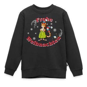 Pettersson & Findus Design Frohe Weihnachten - Kinder Premium Organic Sweatshirt - Schwarz - Vorne - AI Model Kid Female (0cm)