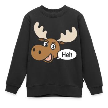 Amüsierter Elch - Kinder Premium Organic Sweatshirt - Schwarz - Vorne - AI Model Kid Female (0cm)