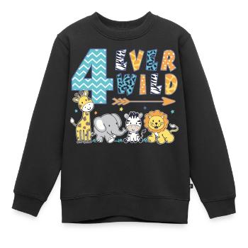 4. Geburtstag 4 Ever Wild Safaritiere Geschenk - Kinder Premium Organic Sweatshirt - Schwarz - Vorne - AI Model Kid Female (0cm)