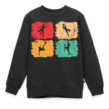 Fußball-Vintage – Solar Pulse - Kinder Premium Organic Sweatshirt - Schwarz - Vorne - AI Model Kid Female (0cm)
