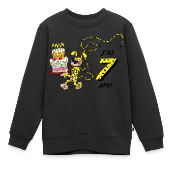 Marsupilami Design Anniversaire J’ai Sept Ans - Sweat Premium enfant bio - noir - Devant - AI Model Kid Female (0cm)