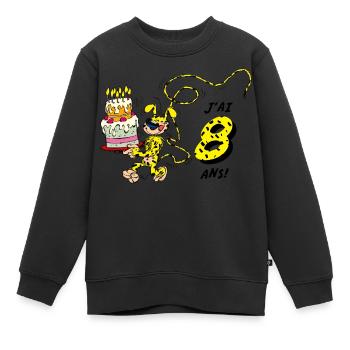 Marsupilami Design Anniversaire J’ai Huit Ans - Sweat Premium enfant bio - noir - Devant - AI Model Kid Female (0cm)