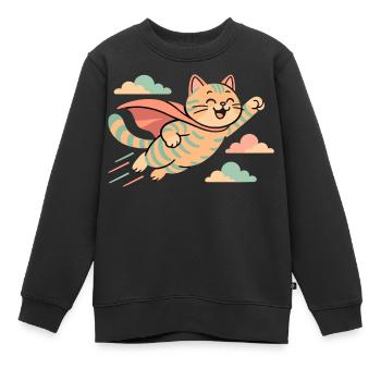 Super Katze Britisch Kurzhaar getigert Geschenk - Kinder Premium Organic Sweatshirt - Schwarz - Vorne - AI Model Kid Female (0cm)