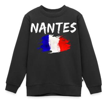Nantes France Drapeau Ville de Nantes - Sweat Premium enfant bio - noir - Devant - AI Model Kid Female (0cm)