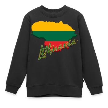 Carte de la Lituanie, drapeau de la Lituanie - Sweat Premium enfant bio - noir - Devant - AI Model Kid Female (0cm)