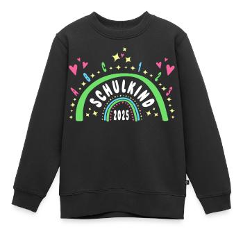 Schulkind 2025 Regenbogen mit Herzen - Kinder Premium Organic Sweatshirt - Schwarz - Vorne - AI Model Kid Female (0cm)