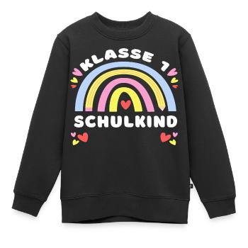 Schulkind 2025 – 1. Klasse – mit Wunschname - Kinder Premium Organic Sweatshirt - Schwarz - Vorne - AI Model Kid Female (0cm)